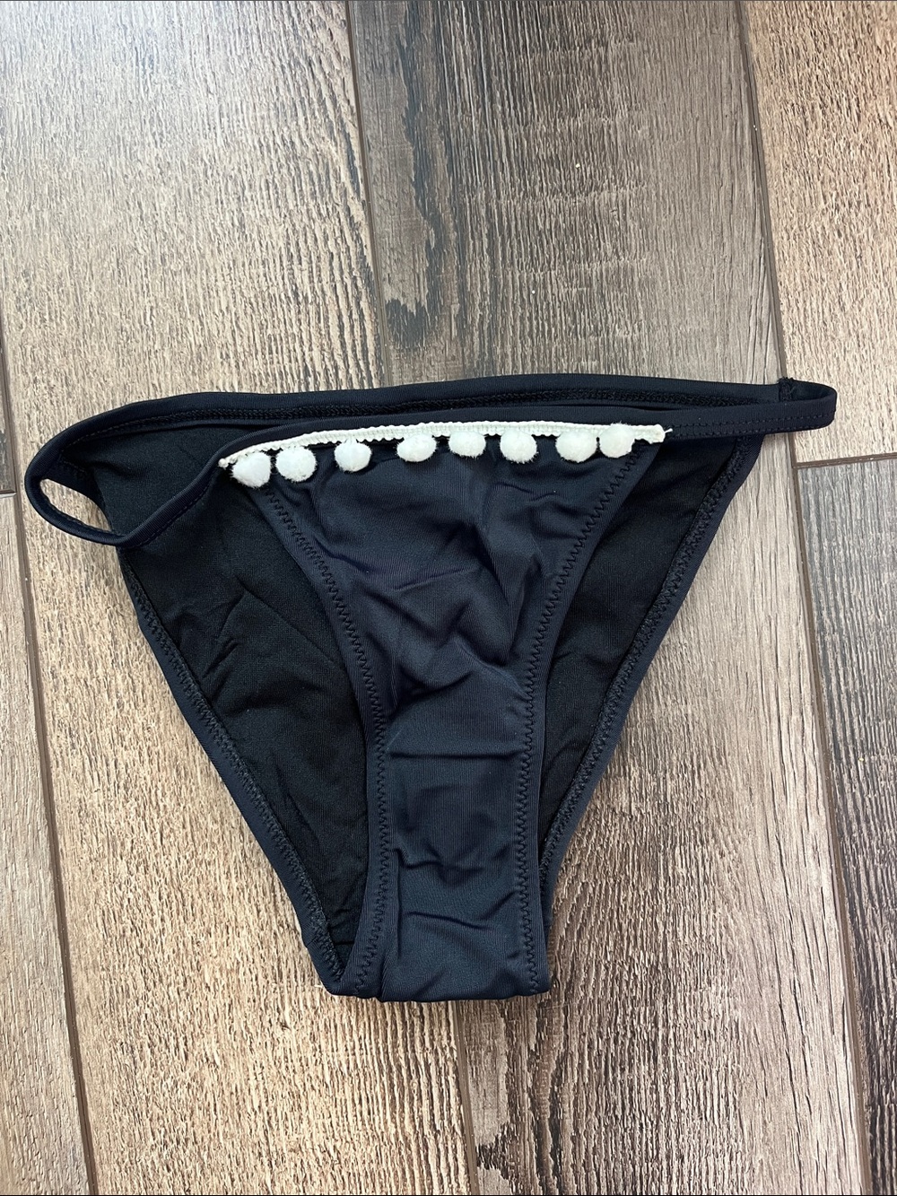 NWT Pom Pom Trim Black Bikini Bottom